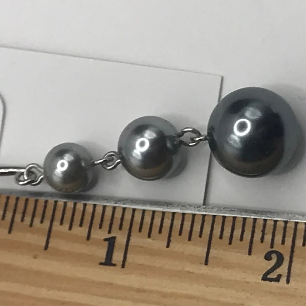 Gray Pearl Tower Drop Dangle Faux EARRINGS 2